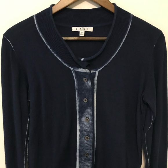 CAbi Navy Blue Tie Dye Centerfield Lightweight Cardigan Sweater Style 287 Small - Picture 4 of 13